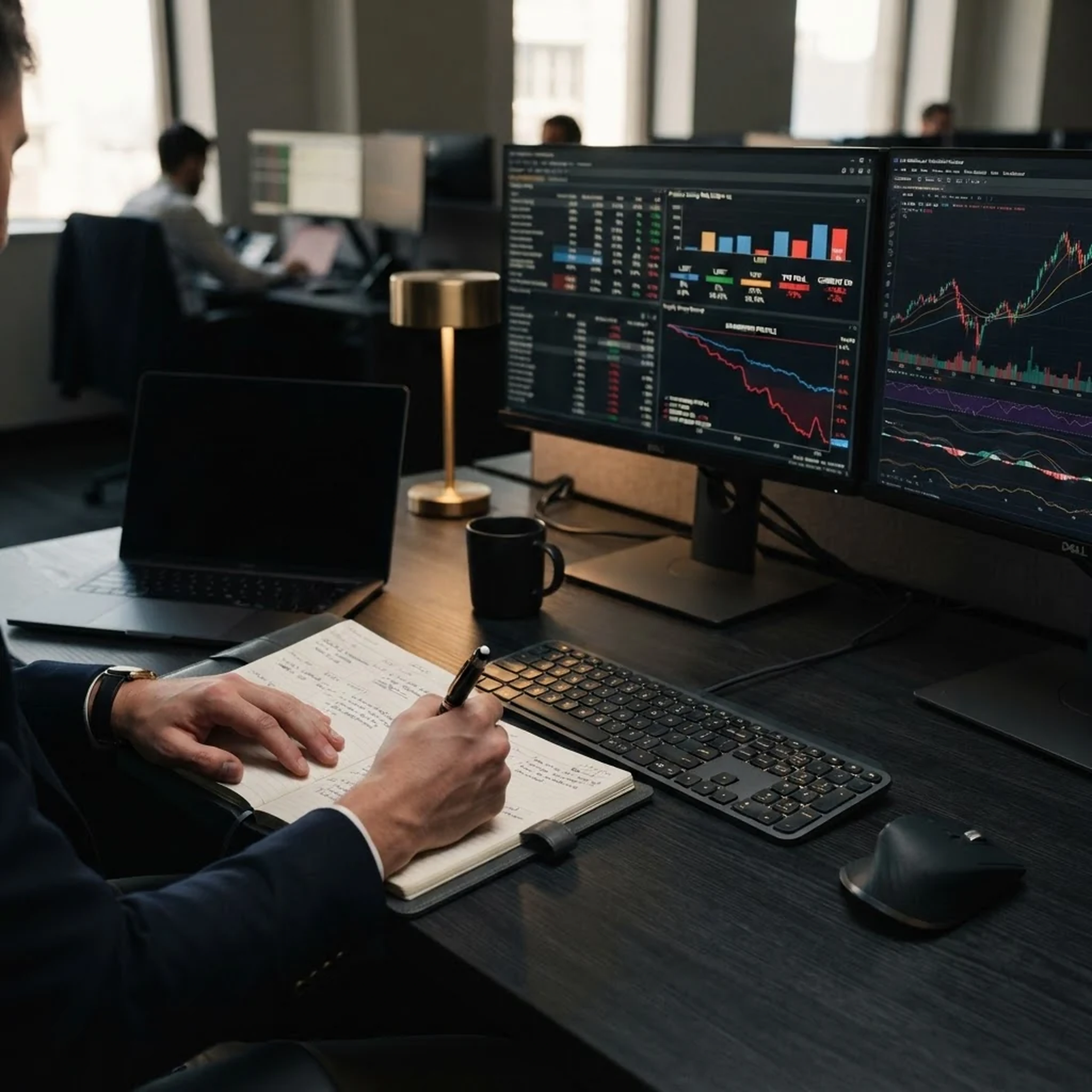 A workstation documenting risk limits, reassessment triggers, and lessons